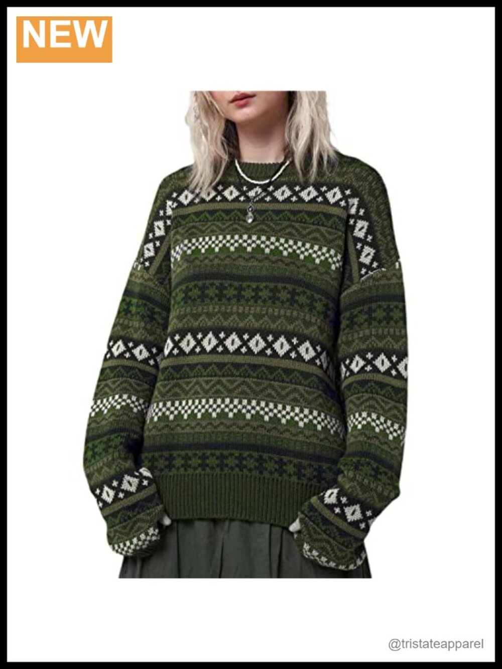 Vintage Oversized Knit Pullover Sweater Women Preppy Aesthetic 90s Grunge